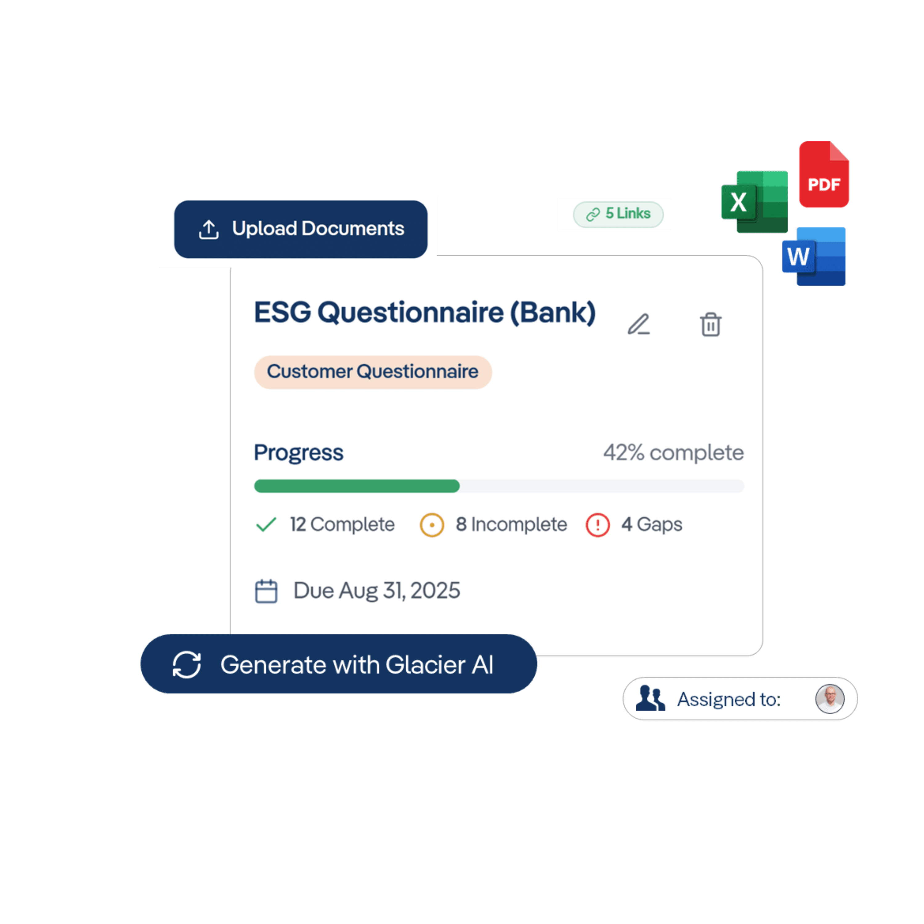 ESG Fragebögen – Glacier AI Produktansicht